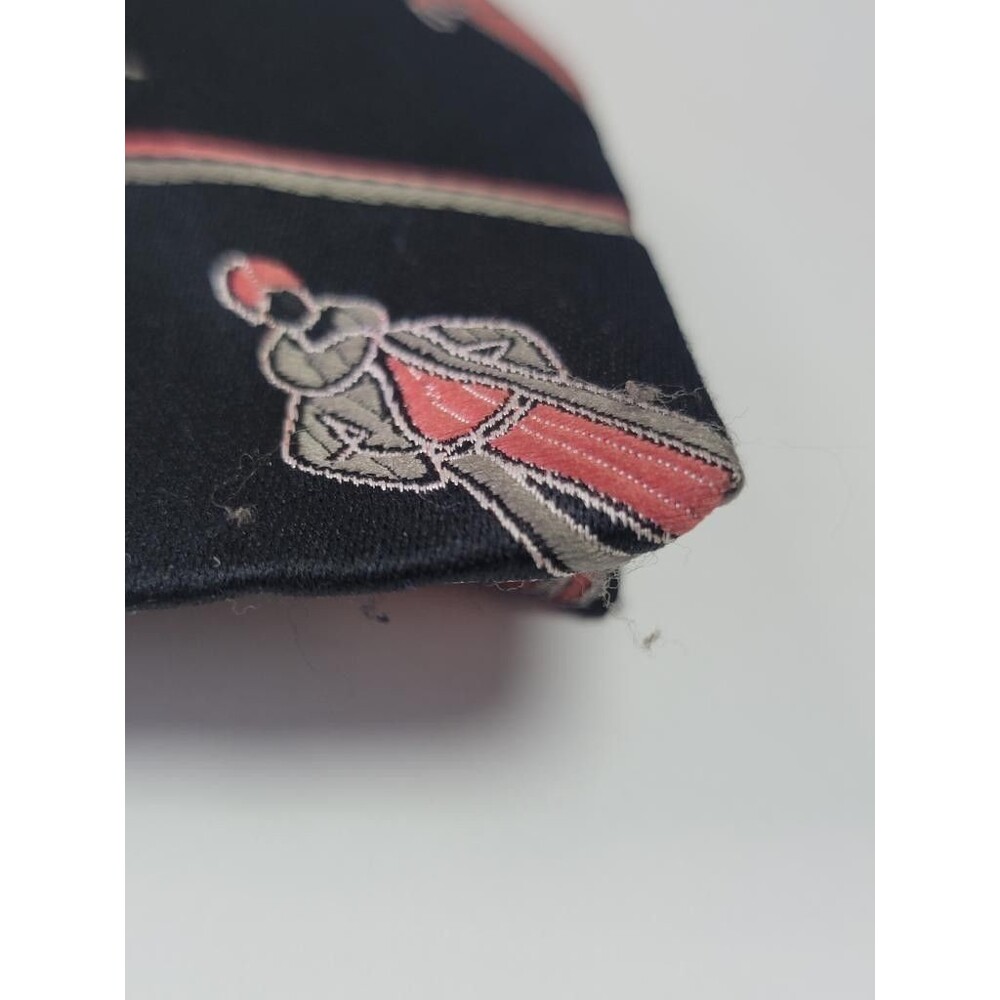 Vintage Grodins California Damon Mens Tie Black Art Deco Flapper Girls Polyester - Picture 8 of 10